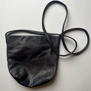 Baggu Milled Leather Navy Crossbody Mini Tote